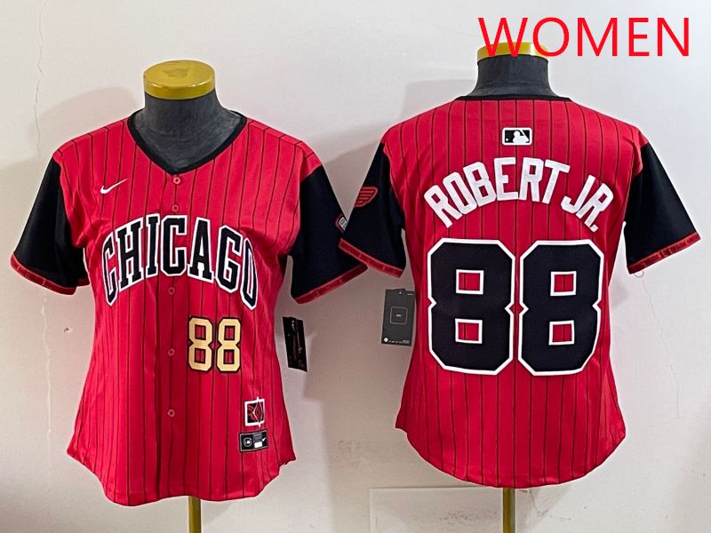 Women 2025 Chicago White Sox #88 Robert jr Red Joint Name Nike MLB Jersey style 2